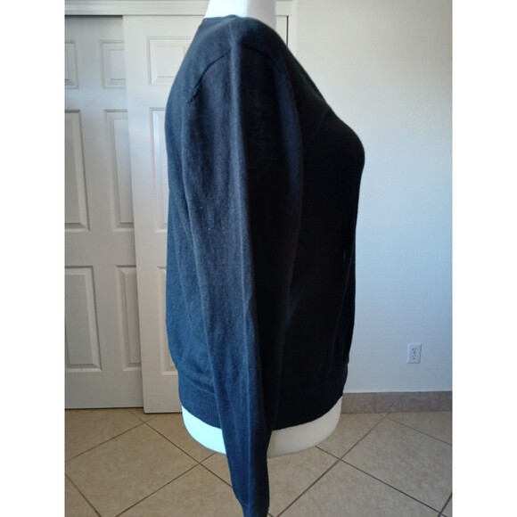 Garnet Hill Womens XL 100% Linen Black Sweater Button Front Lightweight Classic - Picture 4 of 15